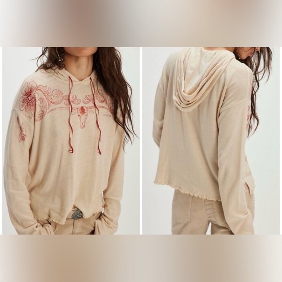 Free People Tops - NWOT Free People We The Free Lone Star Hoodie - sand shell combo - medium